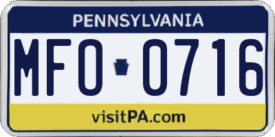 PA license plate MFO0716