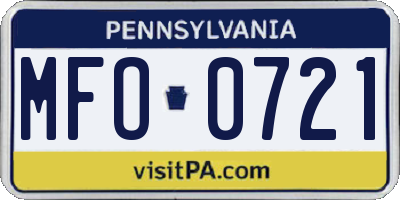PA license plate MFO0721