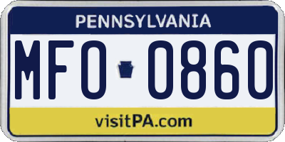 PA license plate MFO0860