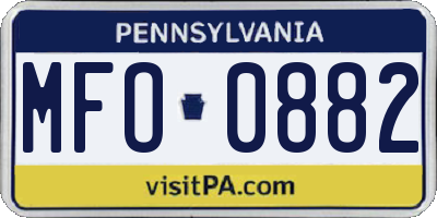 PA license plate MFO0882