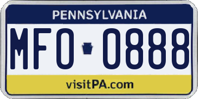PA license plate MFO0888