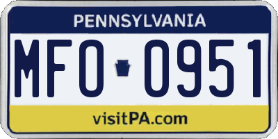 PA license plate MFO0951