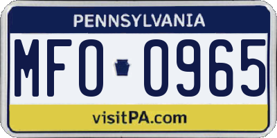 PA license plate MFO0965