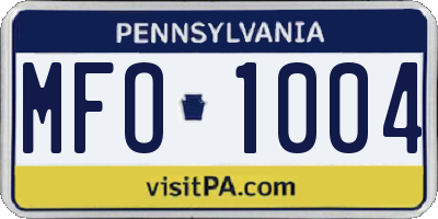 PA license plate MFO1004