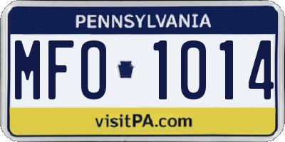 PA license plate MFO1014