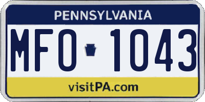 PA license plate MFO1043