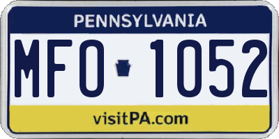 PA license plate MFO1052