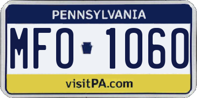 PA license plate MFO1060