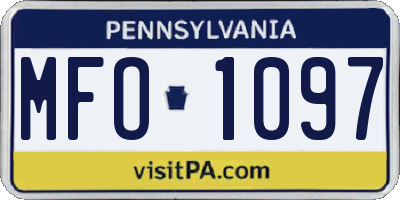 PA license plate MFO1097