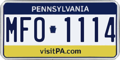 PA license plate MFO1114