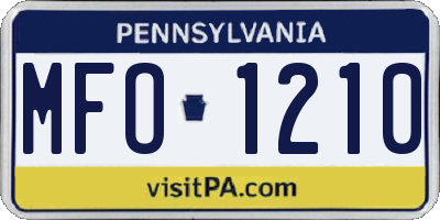 PA license plate MFO1210