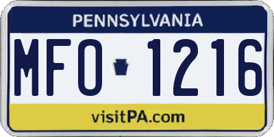 PA license plate MFO1216