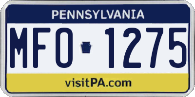 PA license plate MFO1275