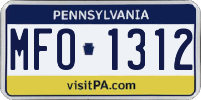 PA license plate MFO1312