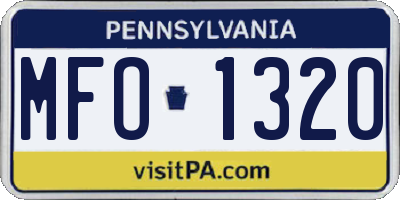 PA license plate MFO1320