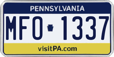 PA license plate MFO1337