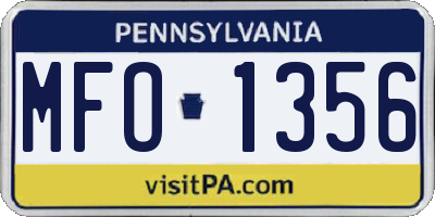 PA license plate MFO1356