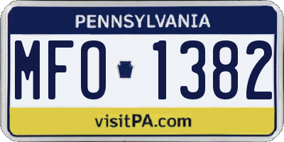 PA license plate MFO1382
