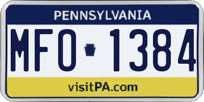 PA license plate MFO1384