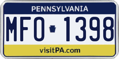PA license plate MFO1398