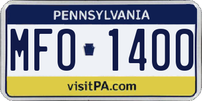 PA license plate MFO1400