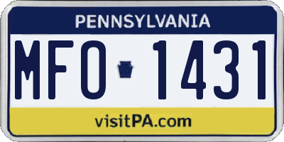 PA license plate MFO1431