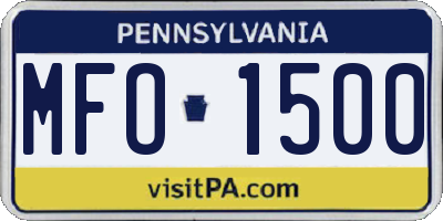 PA license plate MFO1500