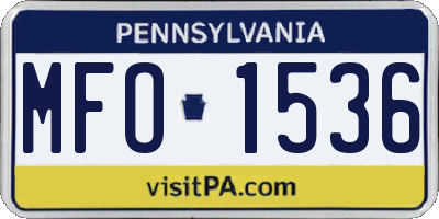 PA license plate MFO1536