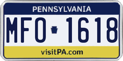 PA license plate MFO1618