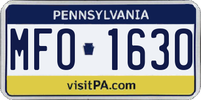 PA license plate MFO1630
