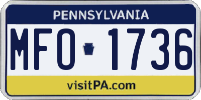 PA license plate MFO1736