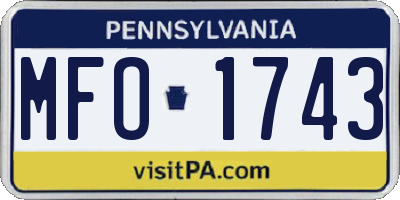 PA license plate MFO1743