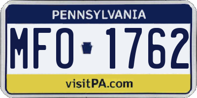 PA license plate MFO1762