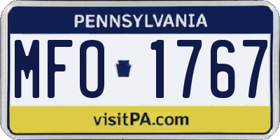 PA license plate MFO1767