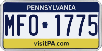 PA license plate MFO1775