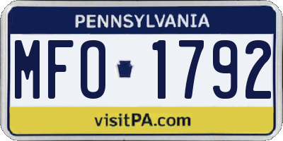 PA license plate MFO1792