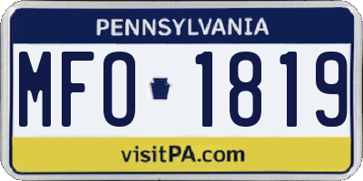 PA license plate MFO1819