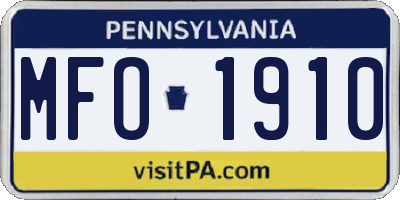 PA license plate MFO1910