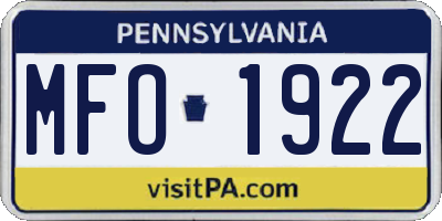 PA license plate MFO1922