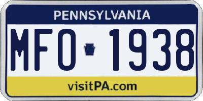 PA license plate MFO1938