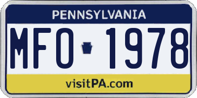 PA license plate MFO1978