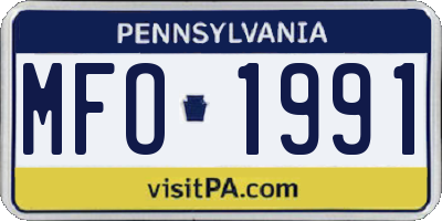 PA license plate MFO1991