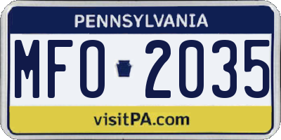 PA license plate MFO2035