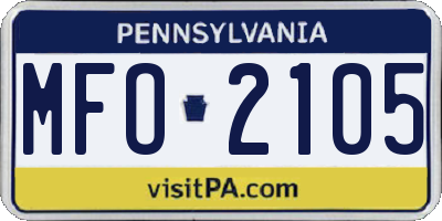 PA license plate MFO2105