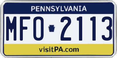 PA license plate MFO2113