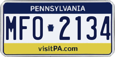PA license plate MFO2134