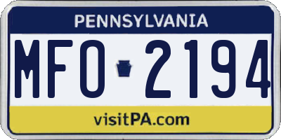 PA license plate MFO2194