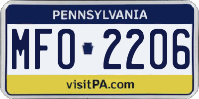 PA license plate MFO2206