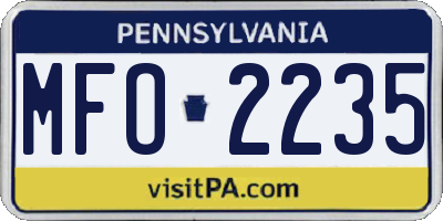 PA license plate MFO2235