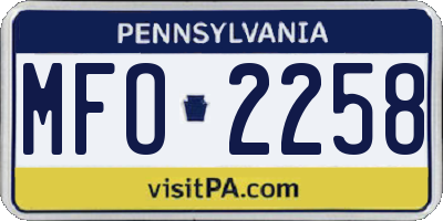 PA license plate MFO2258